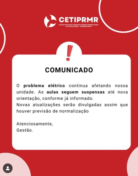 “Já estamos há uma semana sem aula”, relatam estudantes do Colégio Estadual Pedro Raymundo Moreira Rego, em Juazeiro