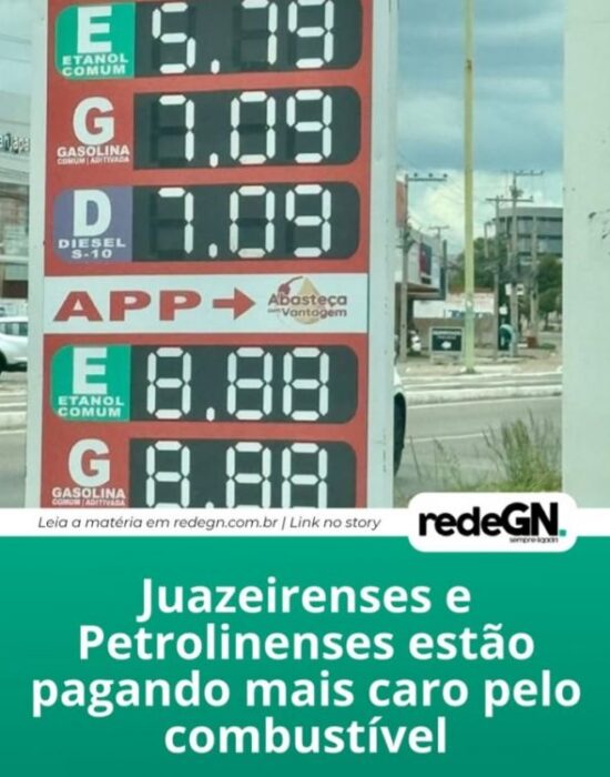 Sindicombustíveis exemplifica a diferença de custo entre as cidades de Juazeiro e Petrolina