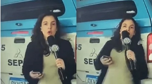 Repórter do SBT é atropelada por viatura da PM durante entrada ao vivo e reação viraliza