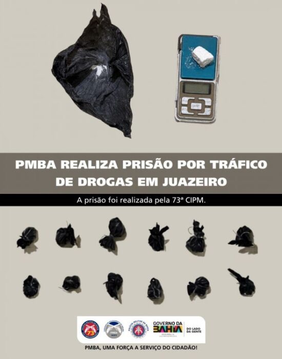 PMBA realiza prisão por tráfico de drogas em Juazeiro