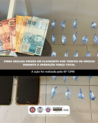 PMBA realiza prisão em flagrante por tráfico de drogas durante a Operação Força Total em Curaçá