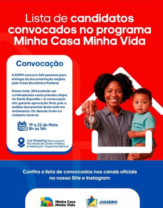 Prefeitura de Juazeiro divulga Lista Preliminar de Classificados do Programa Minha Casa, Minha Vida
