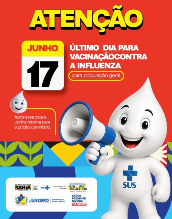 Últimos dias para vacinação contra a influenza para o público em geral em Juazeiro