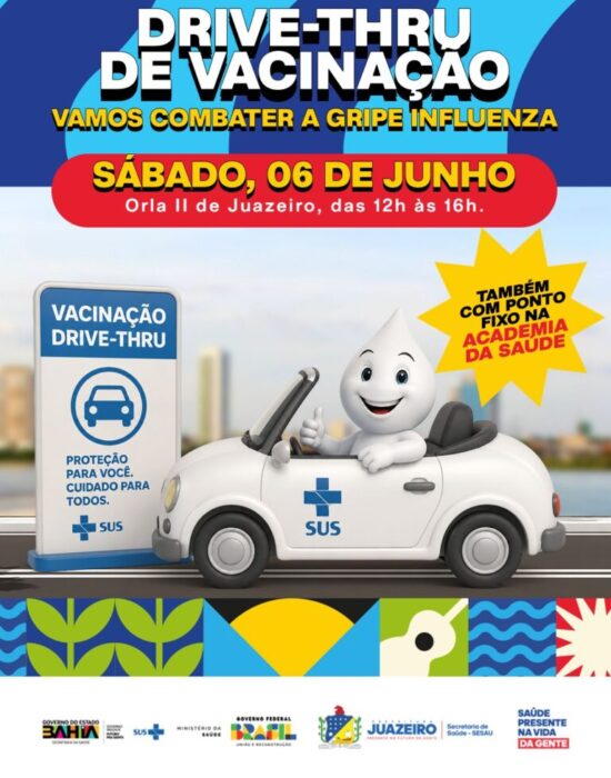 Drive-thru de Vacinação contra a Influenza acontece neste sábado (6) na Orla II de Juazeiro
