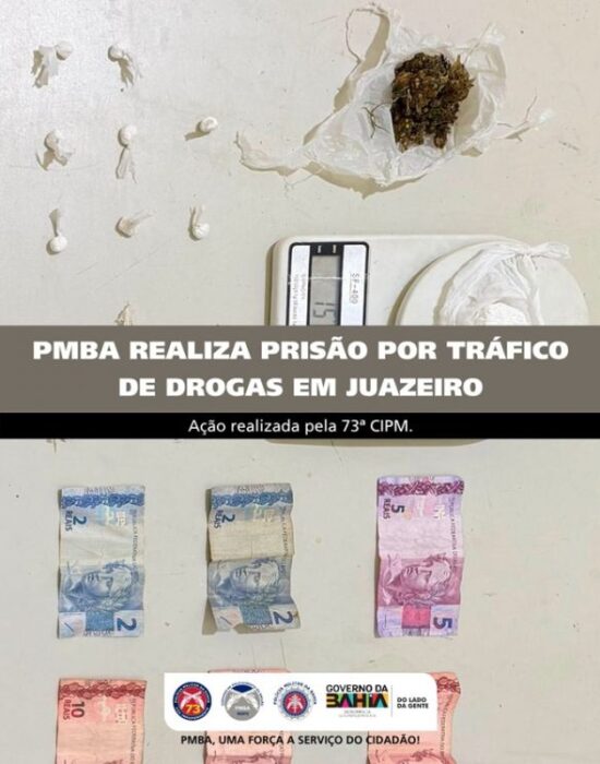 Polícia Militar realiza risão por tráfico de drogas em Juazeiro