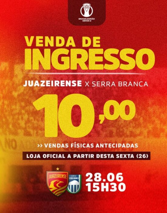 Juazeirense baixa valor ingresso e convoca torcida para decisão contra o Serra Branca no Adauto Moraes