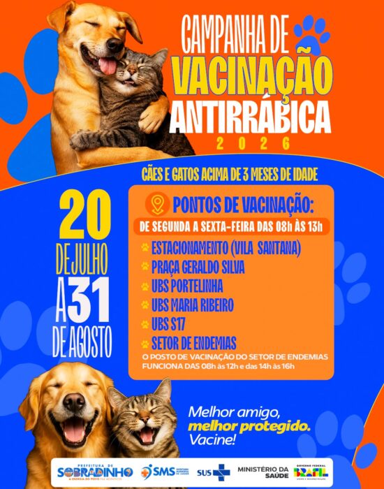 Sobradinho: Secretaria de Saúde inicia Campanha de Vacinação Antirrábica para cães e gatos