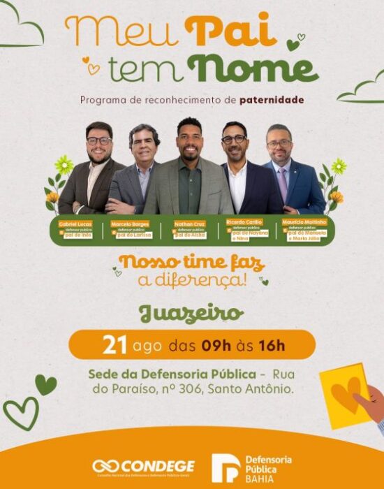 Juazeiro recebe campanha da Defensoria com reconhecimento de paternidade e exame de DNA gratuitos