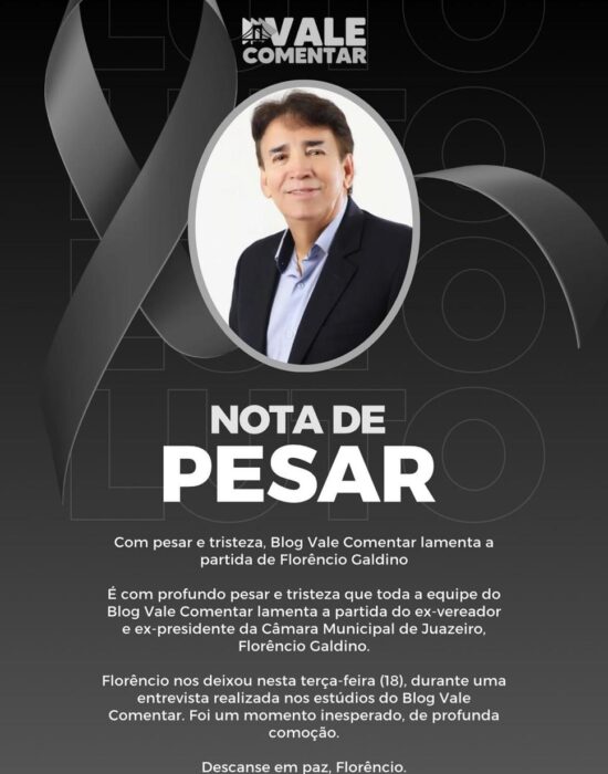 Com pesar e tristeza, Blog Vale Comentar lamenta a partida de Florêncio Galdino